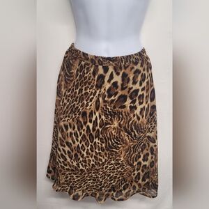 Leopard Skirt Lined / Sheer Overlay Elastic Waist 8P Like New